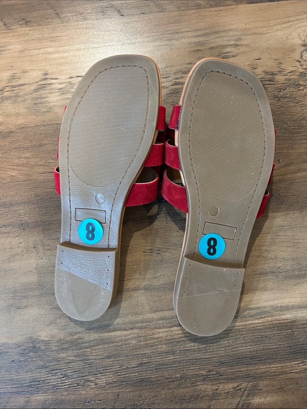 Red Floral Leather Slide Sandals NWOT sz 8 - Picture 3 of 5